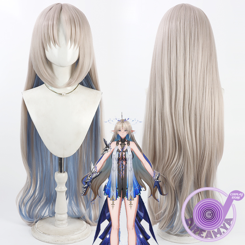 Anime Cosplay Wig Heat Resistant - Cartethyia คอสเพลย์วิกผม Wuthering คลื่น Biege สีฟ้ายาว